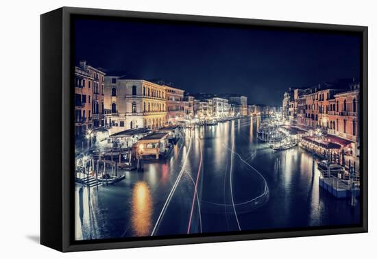 Venice City at Night, Beautiful Majestic Cityscape, Many Glowing Lights in the Buildings over Grand-Anna Omelchenko-Framed Premier Image Canvas