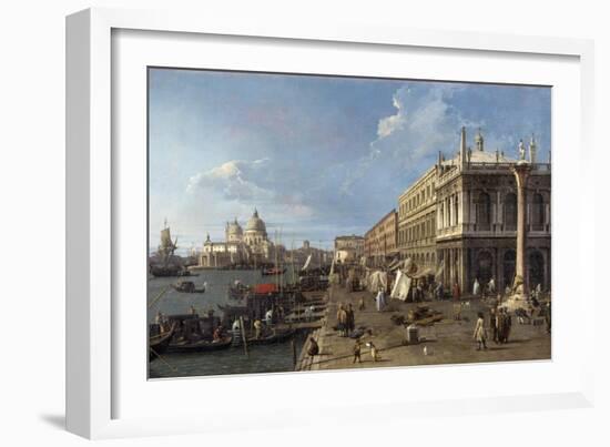 Venice: Dock Facing the Zecca Palace with the Column of Saint Theodoro-Canaletto-Framed Art Print