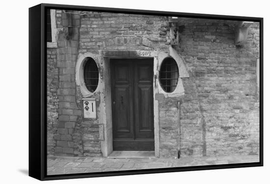 Venice Doorway B&W-Les Mumm-Framed Stretched Canvas