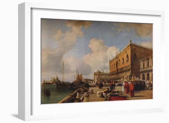 Venice: Ducal Palace with a Religious Procession, c1828-Richard Parkes Bonington-Framed Giclee Print