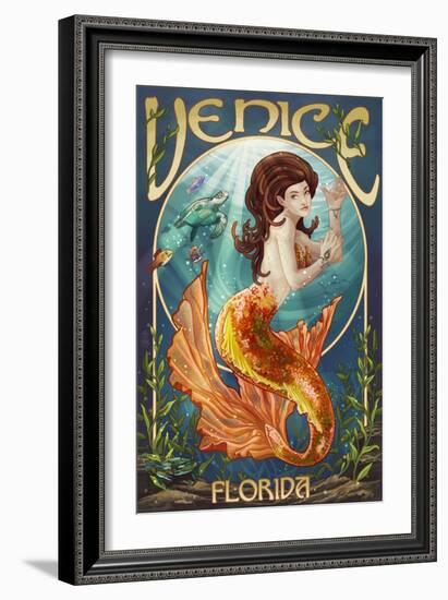 Venice, Florida - Mermaid-Lantern Press-Framed Art Print