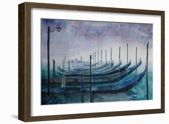 Venice Gondolas during Fog-Markus Bleichner-Framed Art Print