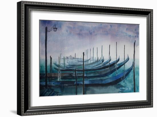 Venice Gondolas during Fog-Markus Bleichner-Framed Art Print