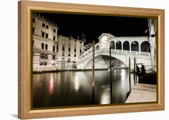 Venice Grand Canal, Rialto Bridge Night View. Italy-stevanzz-Framed Premier Image Canvas