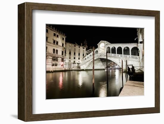 Venice Grand Canal, Rialto Bridge Night View. Italy-stevanzz-Framed Photographic Print