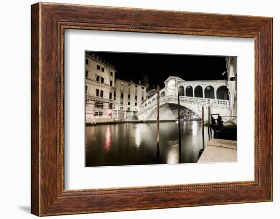 Venice Grand Canal, Rialto Bridge Night View. Italy-stevanzz-Framed Photographic Print