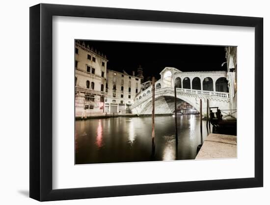 Venice Grand Canal, Rialto Bridge Night View. Italy-stevanzz-Framed Photographic Print