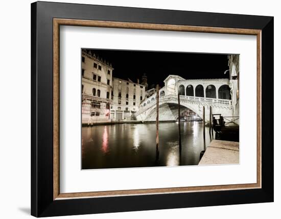 Venice Grand Canal, Rialto Bridge Night View. Italy-stevanzz-Framed Photographic Print