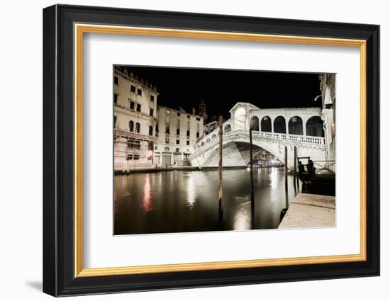 Venice Grand Canal, Rialto Bridge Night View. Italy-stevanzz-Framed Photographic Print