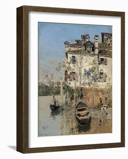 Venice, House on the Canal, C.1900 (Oil on Panel)-Martin Rico y Ortega-Framed Giclee Print