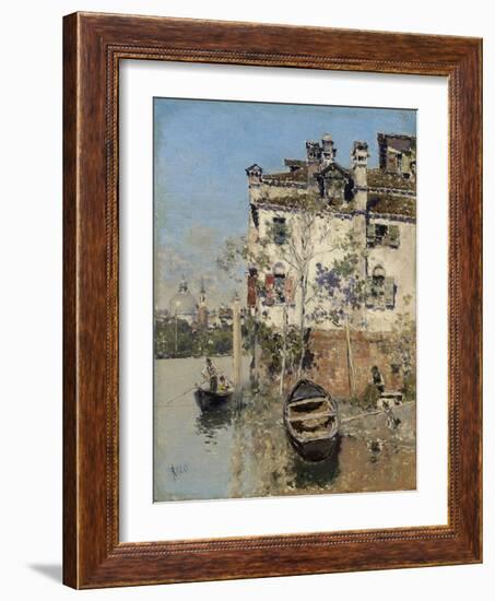 Venice, House on the Canal, C.1900 (Oil on Panel)-Martin Rico y Ortega-Framed Giclee Print