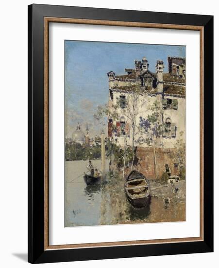 Venice, House on the Canal, C.1900 (Oil on Panel)-Martin Rico y Ortega-Framed Giclee Print