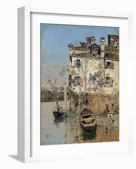 Venice, House on the Canal, C.1900 (Oil on Panel)-Martin Rico y Ortega-Framed Giclee Print