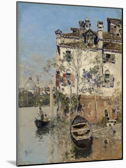 Venice, House on the Canal, C.1900 (Oil on Panel)-Martin Rico y Ortega-Mounted Giclee Print