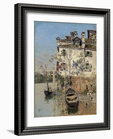 Venice, House on the Canal, C.1900 (Oil on Panel)-Martin Rico y Ortega-Framed Giclee Print