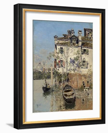 Venice, House on the Canal, C.1900 (Oil on Panel)-Martin Rico y Ortega-Framed Giclee Print