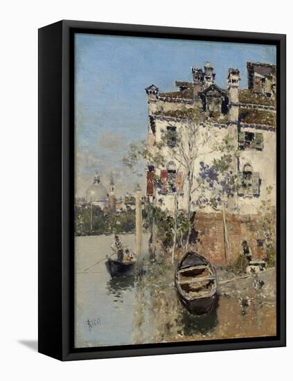 Venice, House on the Canal, C.1900 (Oil on Panel)-Martin Rico y Ortega-Framed Premier Image Canvas