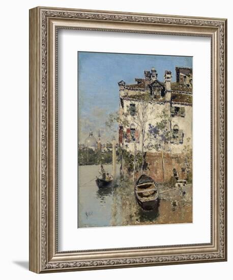 Venice, House on the Canal, C.1900 (Oil on Panel)-Martin Rico y Ortega-Framed Giclee Print