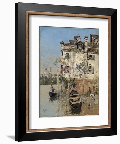 Venice, House on the Canal, C.1900 (Oil on Panel)-Martin Rico y Ortega-Framed Giclee Print