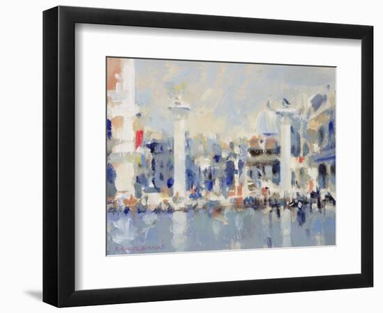 Venice in Blue (W/C on Paper)-Laurence Fish-Framed Giclee Print