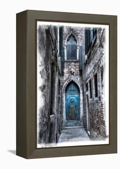 Venice, Italy. Carnival, Colorful Old Blue Doorway in Narrow Alley-Darrell Gulin-Framed Premier Image Canvas