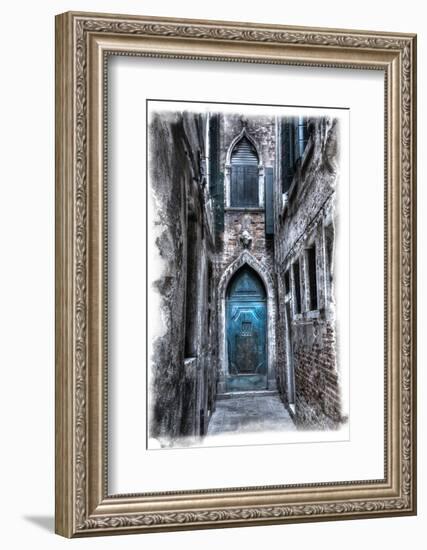Venice, Italy. Carnival, Colorful Old Blue Doorway in Narrow Alley-Darrell Gulin-Framed Photographic Print
