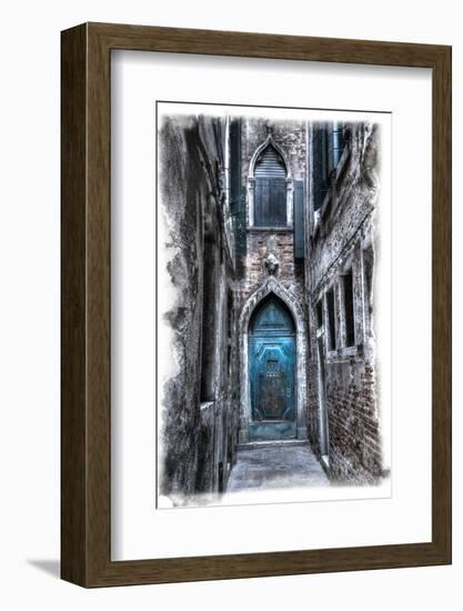 Venice, Italy. Carnival, Colorful Old Blue Doorway in Narrow Alley-Darrell Gulin-Framed Photographic Print