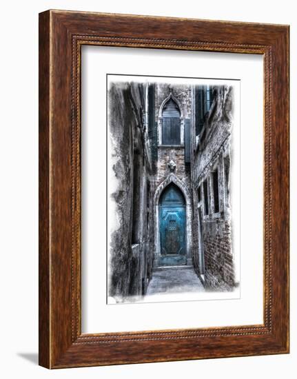 Venice, Italy. Carnival, Colorful Old Blue Doorway in Narrow Alley-Darrell Gulin-Framed Photographic Print