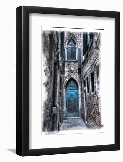 Venice, Italy. Carnival, Colorful Old Blue Doorway in Narrow Alley-Darrell Gulin-Framed Photographic Print