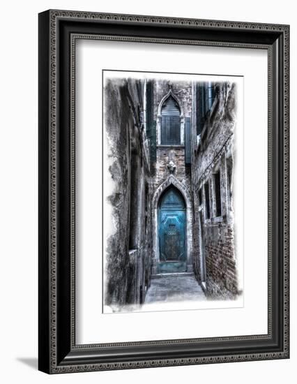 Venice, Italy. Carnival, Colorful Old Blue Doorway in Narrow Alley-Darrell Gulin-Framed Photographic Print