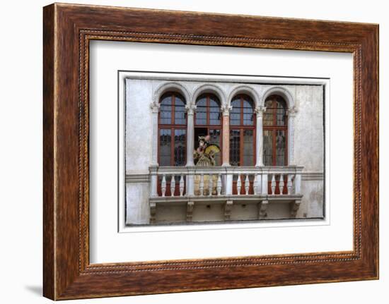 Venice, Italy. Mask and Costumes at Carnival on Balcony-Darrell Gulin-Framed Photographic Print