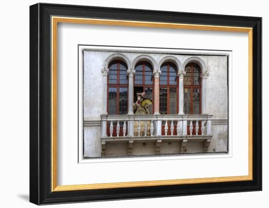 Venice, Italy. Mask and Costumes at Carnival on Balcony-Darrell Gulin-Framed Photographic Print