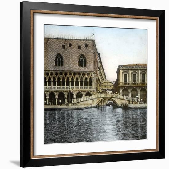 Venice (Italy), Ponte Della Paglia and Sighs, Circa 1895-Leon, Levy et Fils-Framed Photographic Print