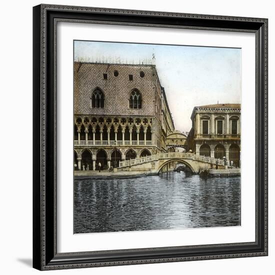 Venice (Italy), Ponte Della Paglia and Sighs, Circa 1895-Leon, Levy et Fils-Framed Photographic Print