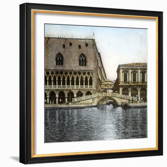 Venice (Italy), Ponte Della Paglia and Sighs, Circa 1895-Leon, Levy et Fils-Framed Photographic Print