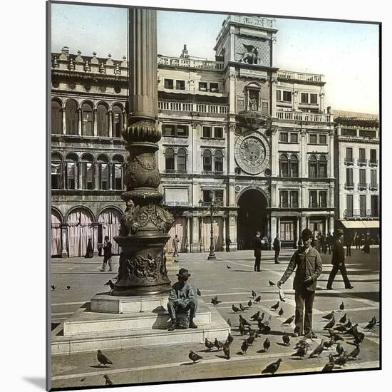 Venice (Italy), the Clock (1496) on the Piazzetta, Circa 1890-1895-Leon, Levy et Fils-Mounted Photographic Print