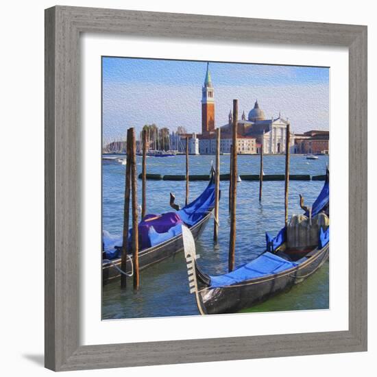 Venice Lagoon with Gondola-Tosh-Framed Art Print