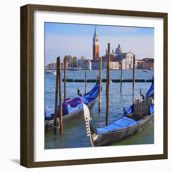 Venice Lagoon with Gondola-Tosh-Framed Art Print