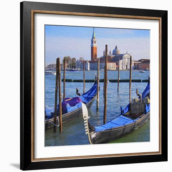 Venice Lagoon with Gondola-Tosh-Framed Art Print