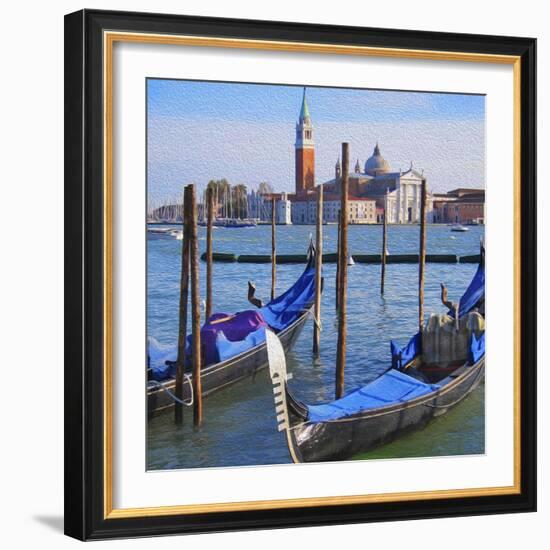 Venice Lagoon with Gondola-Tosh-Framed Art Print