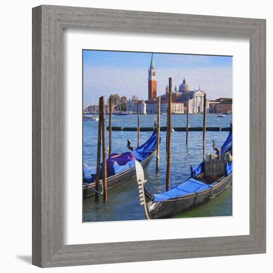 Venice Lagoon with Gondola-Tosh-Framed Art Print