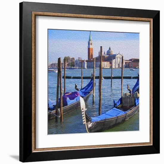 Venice Lagoon with Gondola-Tosh-Framed Art Print