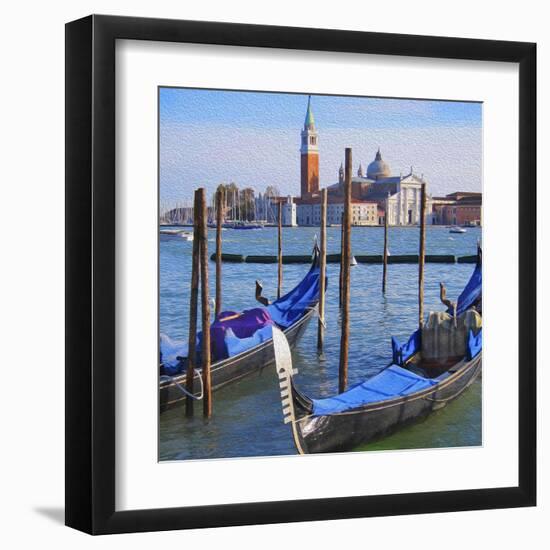 Venice Lagoon with Gondola-Tosh-Framed Art Print