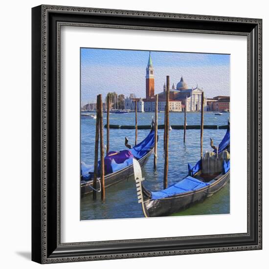 Venice Lagoon with Gondola-Tosh-Framed Art Print