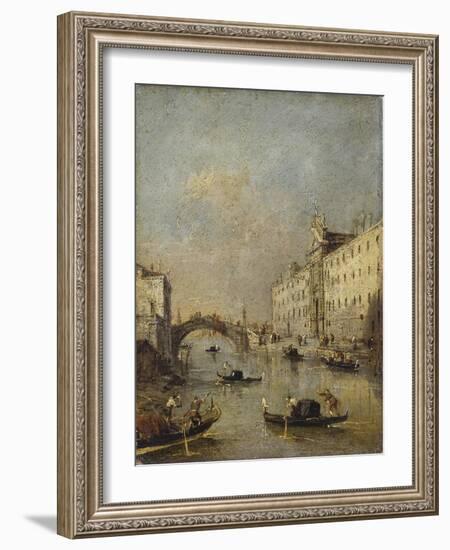 Venice or Rio Dei Mendicanti with Gondolas, 1780-99-Francesco Guardi-Framed Art Print