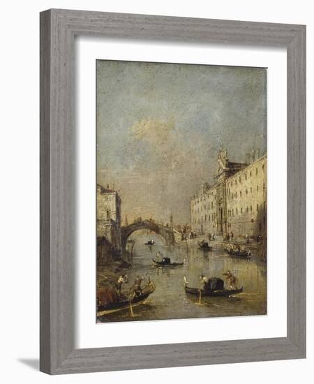 Venice or Rio Dei Mendicanti with Gondolas, 1780-99-Francesco Guardi-Framed Art Print