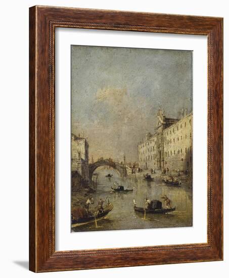 Venice or Rio Dei Mendicanti with Gondolas, 1780-99-Francesco Guardi-Framed Art Print