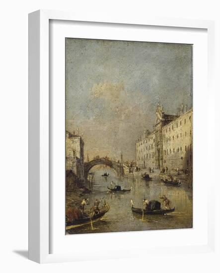 Venice or Rio Dei Mendicanti with Gondolas, 1780-99-Francesco Guardi-Framed Art Print