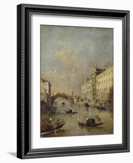 Venice or Rio Dei Mendicanti with Gondolas, 1780-99-Francesco Guardi-Framed Art Print