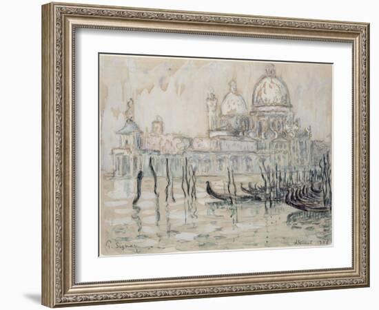 Venice Or, the Gondolas, 1908 (Black Chalk and W/C on Paper)-Paul Signac-Framed Giclee Print